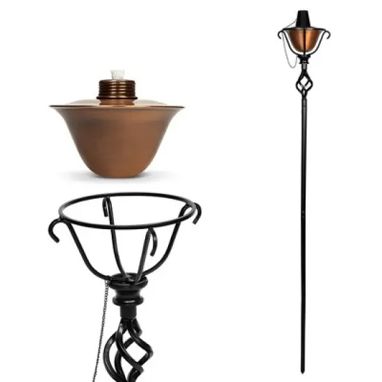 BirdRock Home 2-Pack Outdoor Wide Conical Torches - Tabletop Stand - Copper image {5}