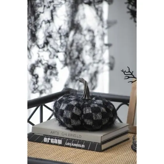Acoinel Plaid Fabric Pumpkin Decoration for Holiday Halloween image {1}