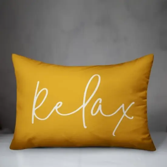 Creative Products Relax Thin Script Yellow 14x20 Indoor / Outdoor Pillow image {1}