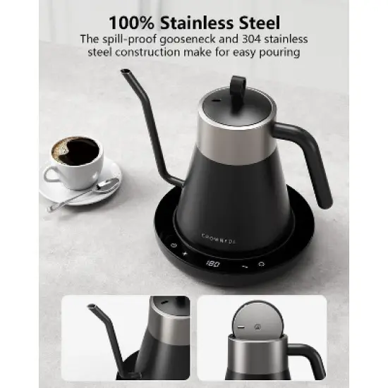 CROWNFUL Smart Electric Gooseneck Kettle with 4 Variable Presets, &plusmn;1℉ Temperature Control image {6}