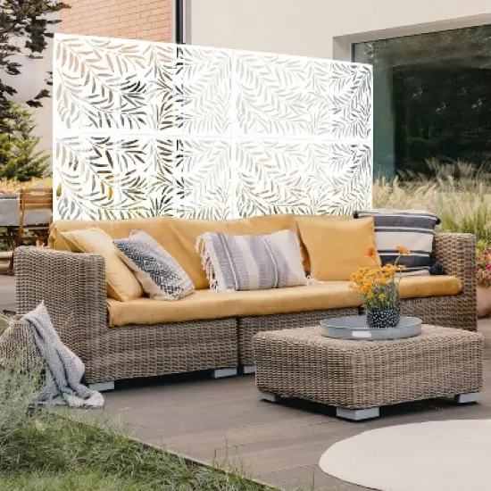 CAVINAS Patio Privacy Screen Modern Metal Fence Panels with Leaf Pattern for Outdoor Decor, 76" H&times;48" W image {6}