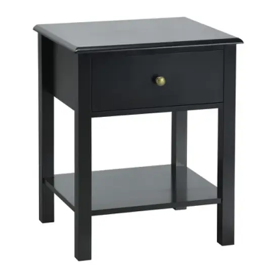 Costway End Table Nightstand Storage Display Drawer Shelf Beside Bedroom White\Black image {9}