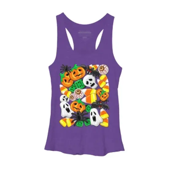 Women's Design By Humans Halloween Spooky Candies Party By BluedarkArt Racerback Tank Top image {11}