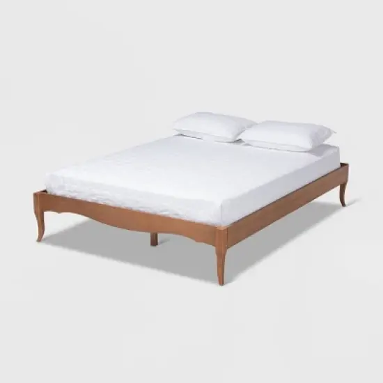Marieke Wood Bed Frame Ash Walnut - Baxton Studio image {9}