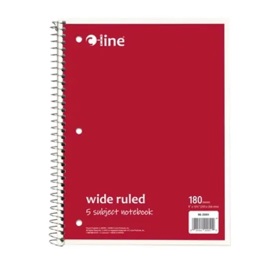 C-Line&reg; 5-Subject Notebook, Wide Ruled, 180 Sheets, Assorted Colors, Pack of 3 image {5}