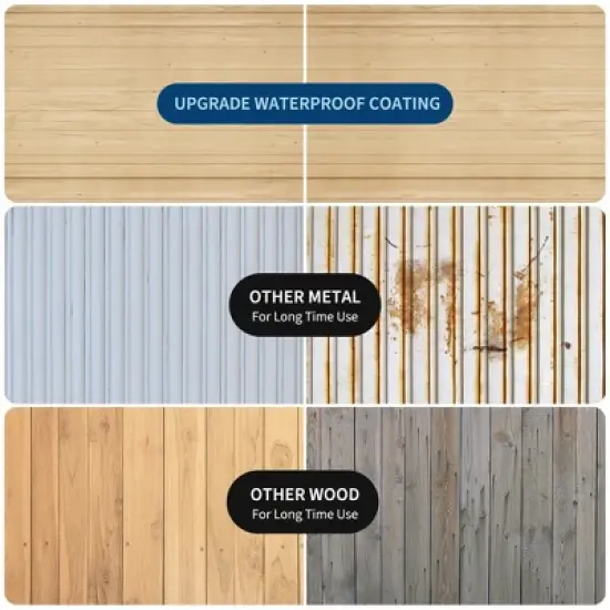 Wooden Outdoor Storage Cabinet , Garden Tool Shed with  Removable Shelves and Waterproof Roof, Lockable Doors, Large  Patio Storage image {4}