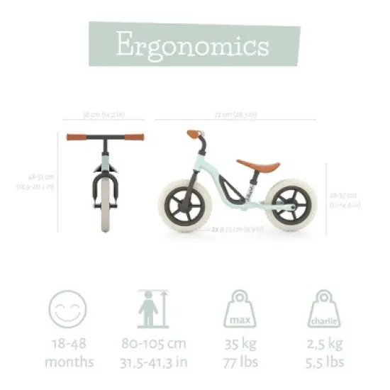 Chillafish Charlie Breeze 10" Kids' Balance Bike - Mint Green: Adjustable Handlebar & Seat image {7}