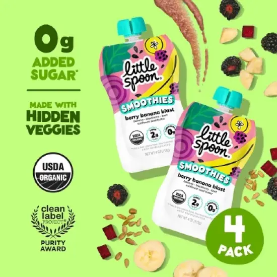Little Spoon Berry Banana Blast Smoothie Pouches - 16oz/4ct image {1}
