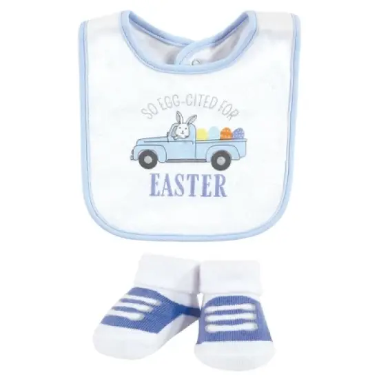 Hudson Baby Infant Boy Cotton Bib and Sock Set, Easter Truck, 0-9 Months image {2}