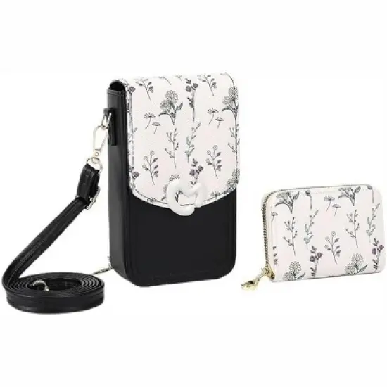 FATMOON Women's Leather Small Crossbody Cell Phone Bag - Adjustable Removable Strap Zipper Shoulder Handbag Purse with Mini Bag image {6}