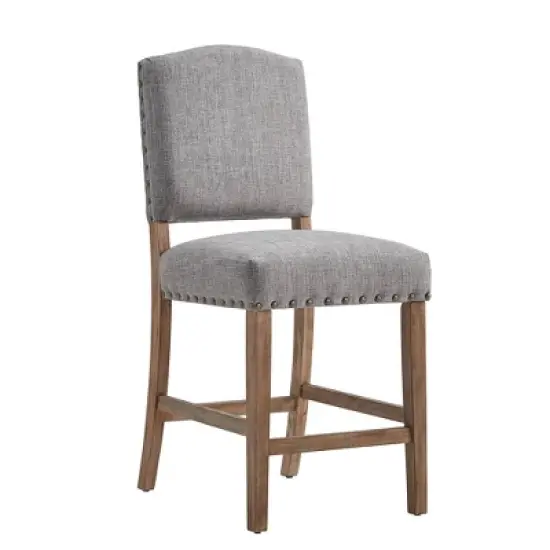 Set of 2 24" Iverson Nailhead Trim Linen Counter Height Barstools - Inspire Q image {8}