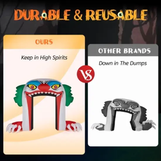 Angel Sar 8.9FT Halloween Inflatable Clown Archway, Scary Giant Clown Decor with LED Lights, Outdoor Yard Garden Party Decoration image {2}