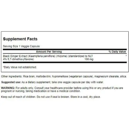 Swanson Black Ginger Extract - Standardized 100 mg 30 Veg Caps image {1}