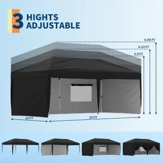 3x6 Meter Instant Canopy Tent, UV Protection Beach Shelter with Sandbags & Wheeled Case, Portable Event Tent for Camping, Outdoor Parties image {3}