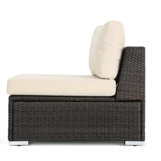Christopher Knight Home Santa Rosa Outdoor Wicker 3 Seater Sectional Sofa with Cushions image {7}