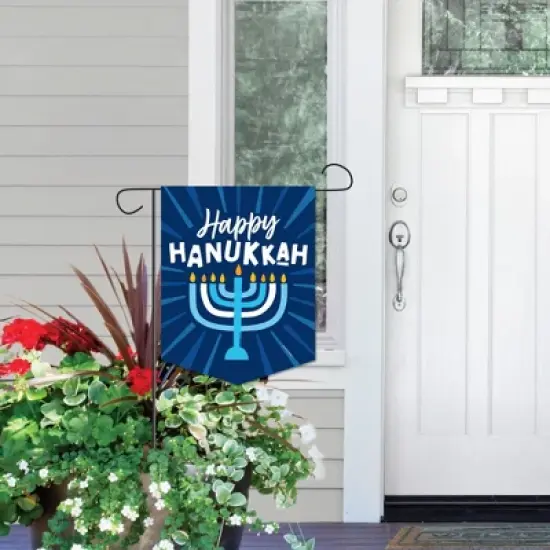 Big Dot of Happiness Hanukkah Menorah - Outdoor Home Decorations - Double-Sided Chanukah Holiday Party Garden Flag - 12 x 15.25 inches image {5}