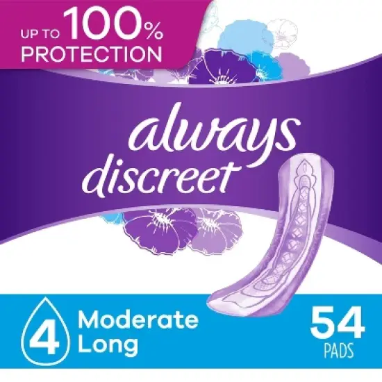 Always Discreet Moderate Long Absorbency 4 Drop Base Pads image {8}