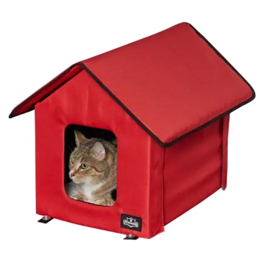 Heated Cat House - Double-Door Cat Bed with Zippered Roof, Pet Heating Pad, Cover - For Garage, Porch, Barn, or Basement by PETMAKER image {14}