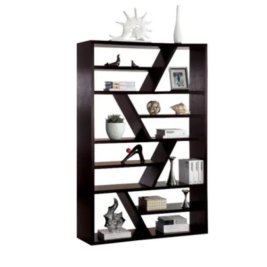 Israel Contemporary Wood Bookcase in Espresso - Furniture of America image {1}