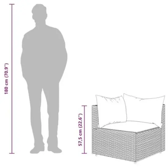 vidaXL Patio Lounge Set Black and White Poly Rattan image {11}