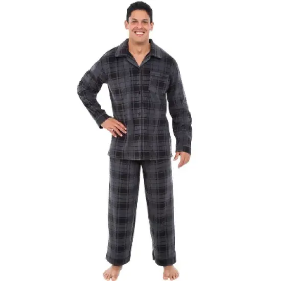 Men's Soft Plush Fleece Pajama Lounge Set, Warm Long Sleeve Shirt and Pants, PJ image {10}