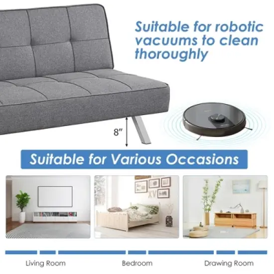 Costway Convertible Futon Sofa Bed Adjustable Sleeper with Stainless Steel Legs image {4}