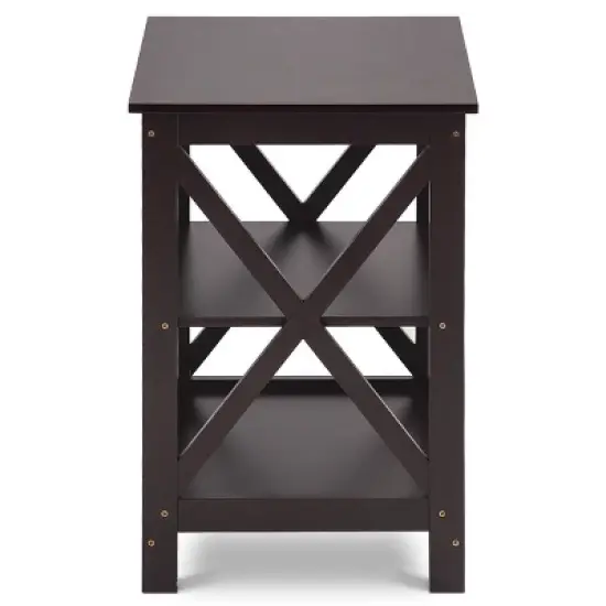 Costway 3-Tier Nightstand End Table Storage Display Shelf Living Room Furniture Espresso NEW image {8}