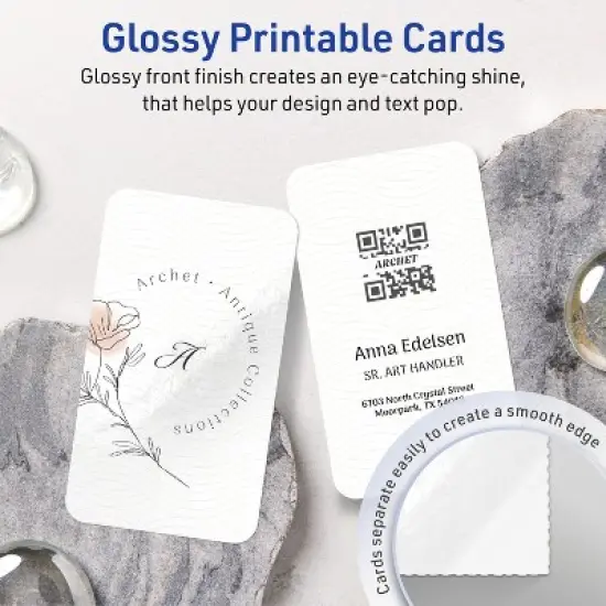 Avery 2" x 3-1/2" Rounded Corner Cards, Glossy White, 400ct image {1}