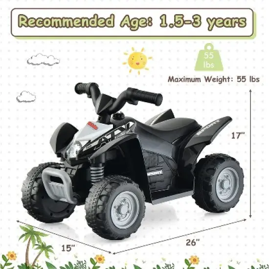 Costway Kids Ride On ATV 6V Electric Vehicle 4 Wheeler Battery Powered Motorized Quad Toy Car with LED Lights image {6}