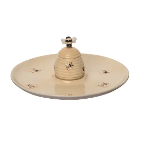 Transpac Dolomite 12.25 Inch Brown Beehive Chip and Dip Set 3 Serving Bowls Dishwasher Microwave Safe Perfect for Entertaining image {2}