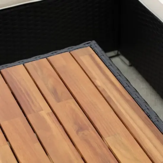 Outsunny 7-Piece Outdoor Wicker Sofa Set, PE Rattan Sectional Furniture Patio Couch w/ Acacia Top Coffee Table & Cushion for Garden, Backyard, image {4}