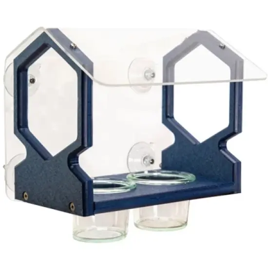 JCs Wildlife Geometric Double Window Bluebird Feeder - Holds 1 Cup Dried Mealworms image {1}