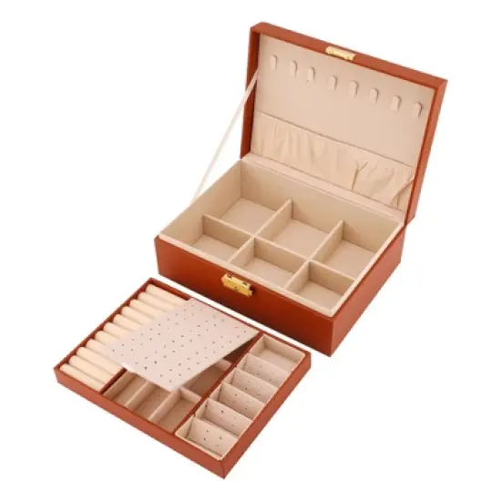 REGALWOVEN Women's Modern Storage Rectangle Large Capacity Jewelry Box image {2}