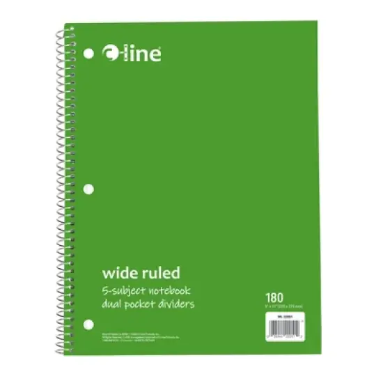 C-Line&reg; 5-Subject Notebook, Wide Ruled, 180 Sheets, Assorted Colors image {2}