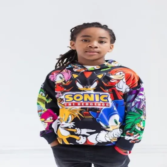 SEGA Sonic the Hedgehog Knuckles Shadow Tails Fleece Pullover Hoodie Little Kid to Big Kid image {1}