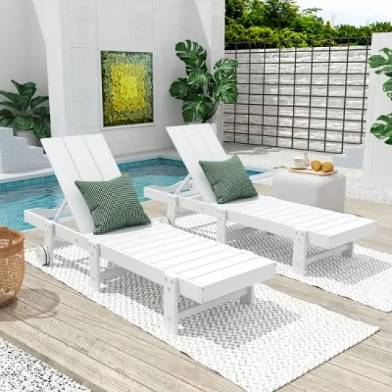 WestinTrends Ashore Modern Poly Reclining Chaise Lounge With Wheels (Set of 2pcs) image {10}