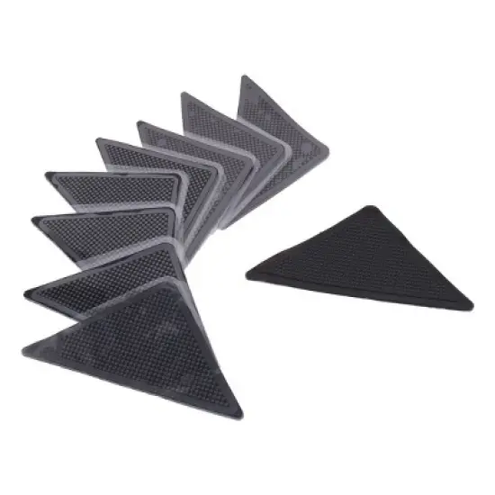 PiccoCasa Household Reusable Non Slip Silicone Rug Grip 5.9" x 3" x 0.12" Black 8 Pcs image {2}