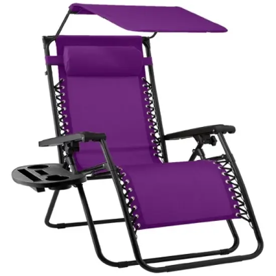 Best Choice Products Folding Zero Gravity Recliner Patio Lounge Chair w/ Canopy Shade, Headrest, Tray image {26}