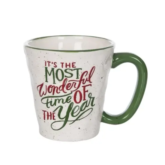Transpac Wonderful Time of the Year Ceramic Mug 17.6oz Multicolor Christmas Drinkware Gift for Hostess Dishwasher Safe image {1}