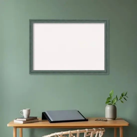 Amanti Art 39"x27" Upcycled Wood Frame White Cork Board Teal/Gray : Wall Mounted, Bulletin Board image {7}