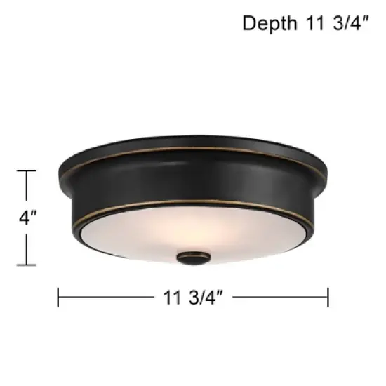 John Timberland Aabria 11 3/4" Wide High Modern Outdoor Flush-Mount Light Fixture Ceilng Porch House Weatherproof Matte Black Metal Glass Shade image {3}