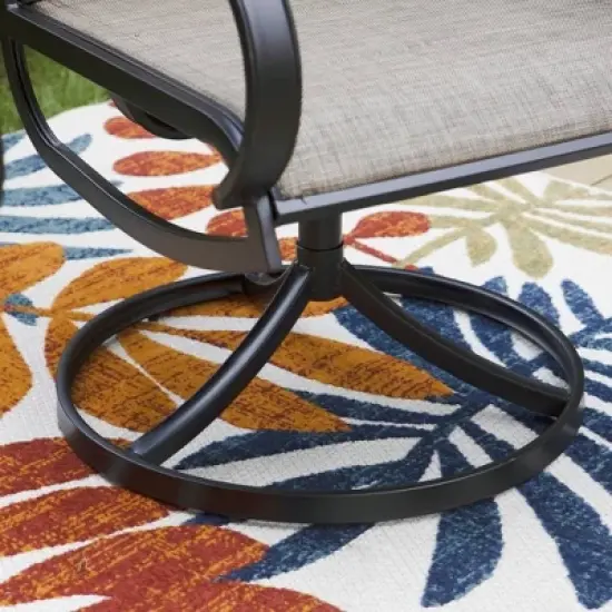 3pc Patio Dining Set with Small Square Table & 360 Swivel Padded Arm Chairs - Captiva Designs: Weather-Resistant Outdoor Furniture image {9}