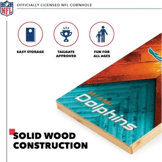 NFL Miami Dolphins 2'x4' Wood Cornhole Set image {2}