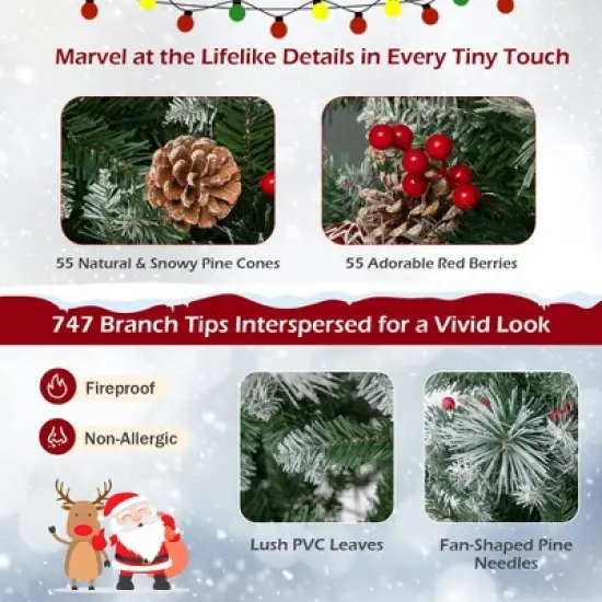 Costway 6 FT Pre-Lit Artificial Christmas Tree Hinged with Pine Needles 350 LED Lights image {5}