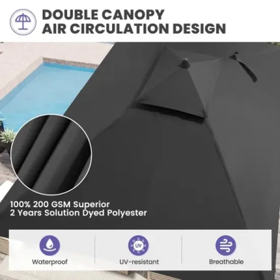 Crestlive Products 10 x 6.5 FT Double Top Patio Outdoor Umbrella  Rectangular Tilting Parasol Waterproof image {3}