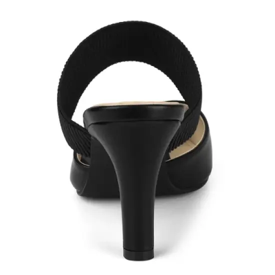 Allegra K Women's Pointed Toe Elastic Strap Stiletto Heels Mules image {3}