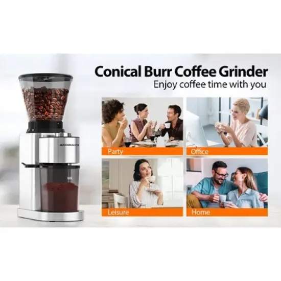 Aromaster Burr Coffee Grinder, Coffee Bean Grinder,Stainless Steel Coffee Grinder Electric,48 Grind Settings image {7}