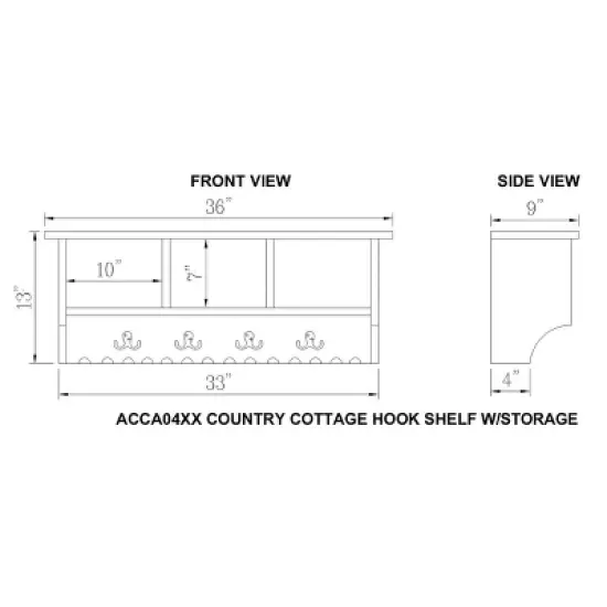 Country Cottage Entryway Coat Hook with Storage Cubbies Antique Finish - Alaterre Furniture image {3}
