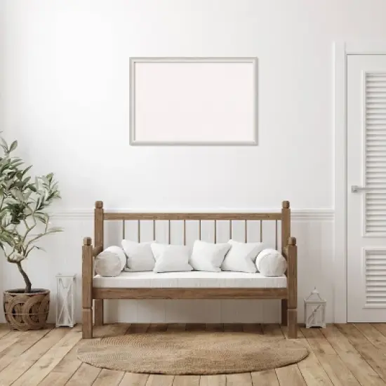 38"x26" Two Tone Wood Frame White Cork Board Silver - Amanti Art image {5}