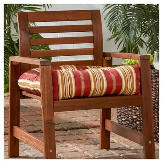 Roma Stripe Outdoor Seat Cushion - Kensington Garden image {1}